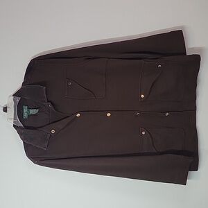 Ralph Lauren brown gold snaps faux suede chore jacket